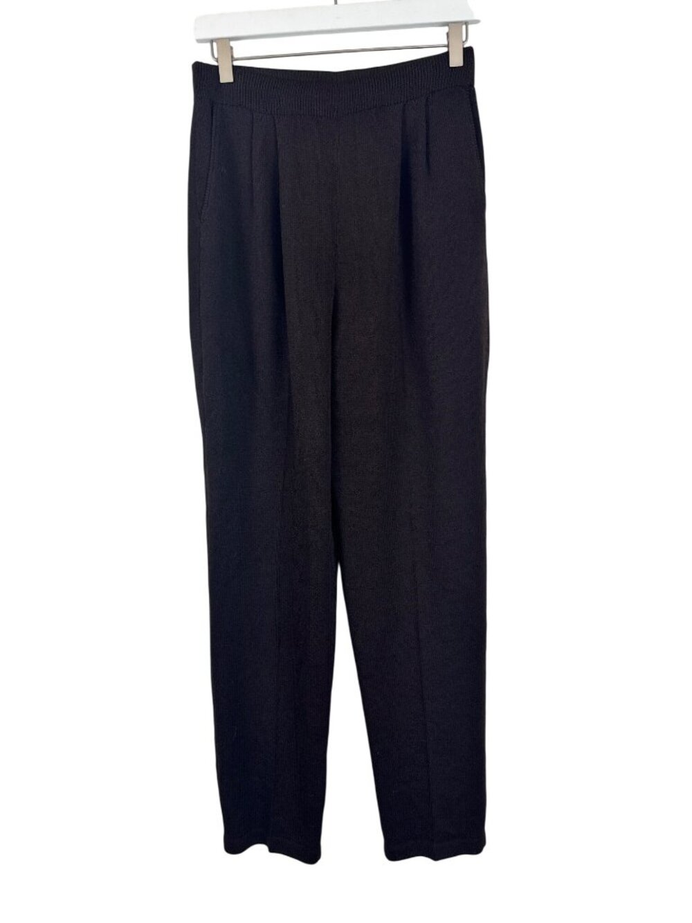 St. John Collection Santana Knit Brown Straight-Leg Pleated Pants Size 8